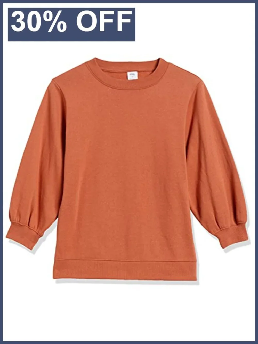 Women's French Terry Fleece Crewneck Sweatshirt 3/4 Blouson Sleeve Relaxed Fit
